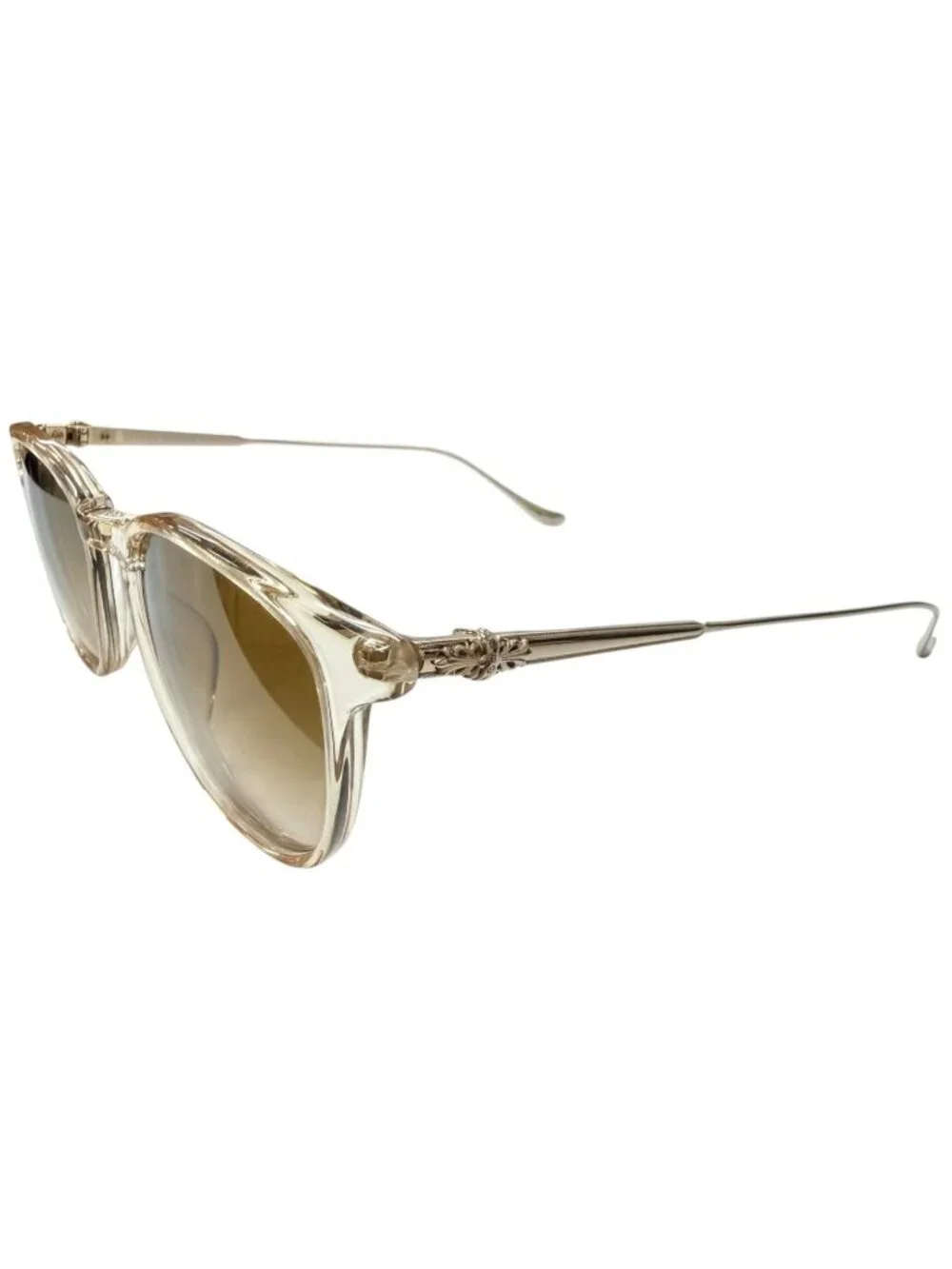 Chrome Hearts Pluck Floral Sunglasses Crystal Gold Brown Lens 49 Eyewear